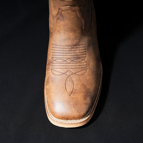 Men\'s Umber Brown Toe Western Boots Vegan/genuine Leather With Classic Patriot main image 4